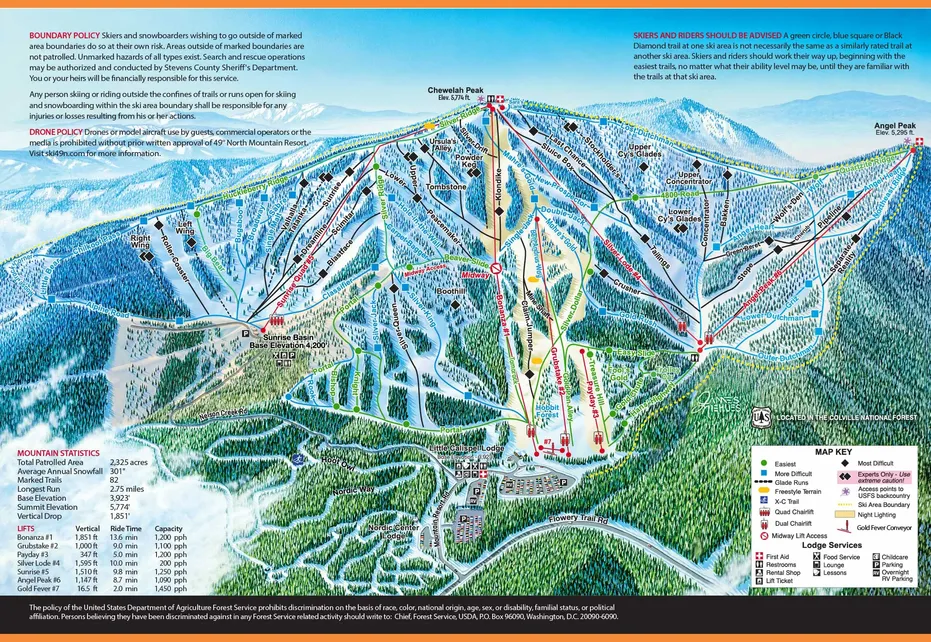 49 Degress North Ski  Map