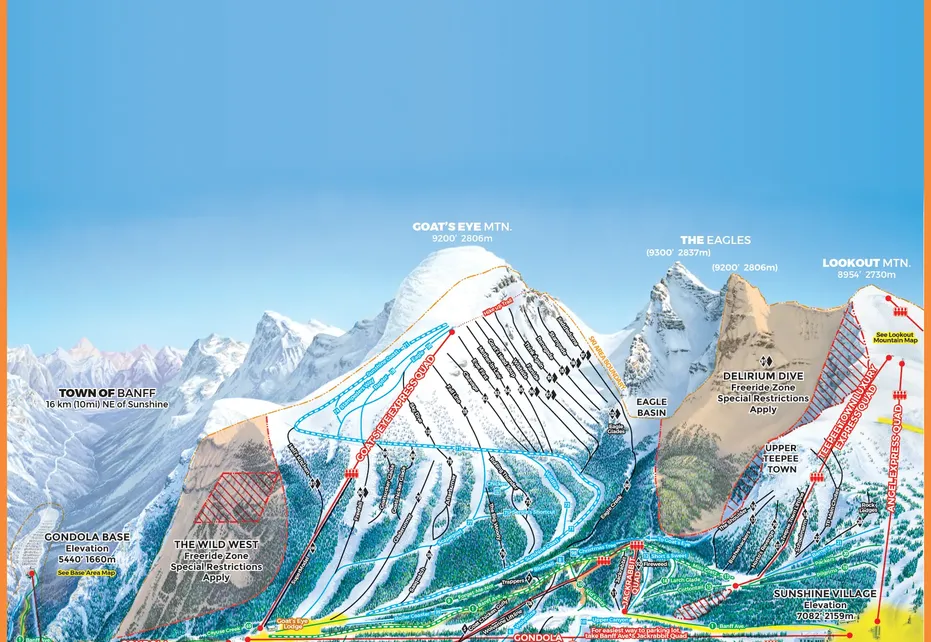 Banff Sunshine Goats Mountain Ski  Map