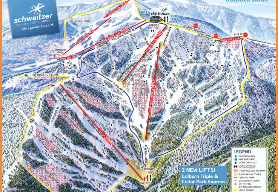 Schweitzer Ski  Map - Outback Bowl