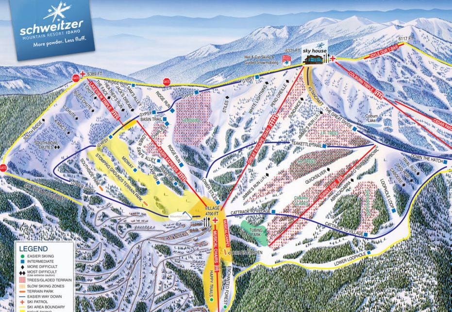 Schweitzer Ski Map | Resort Info &amp; Videos | PistePro