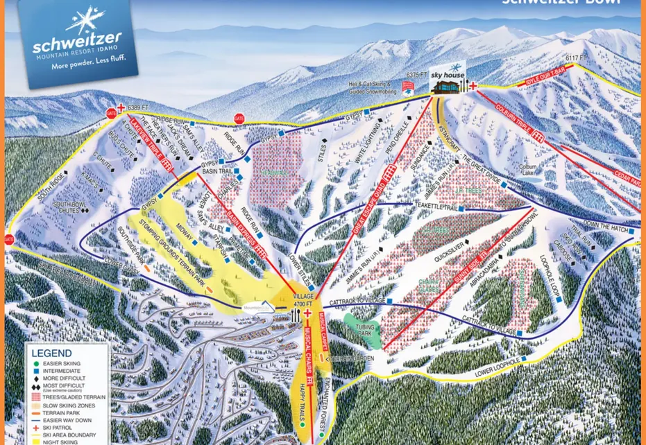 Schweitzer Ski  Map - Bowl