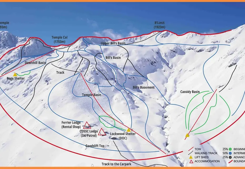Temple Basin ski map
