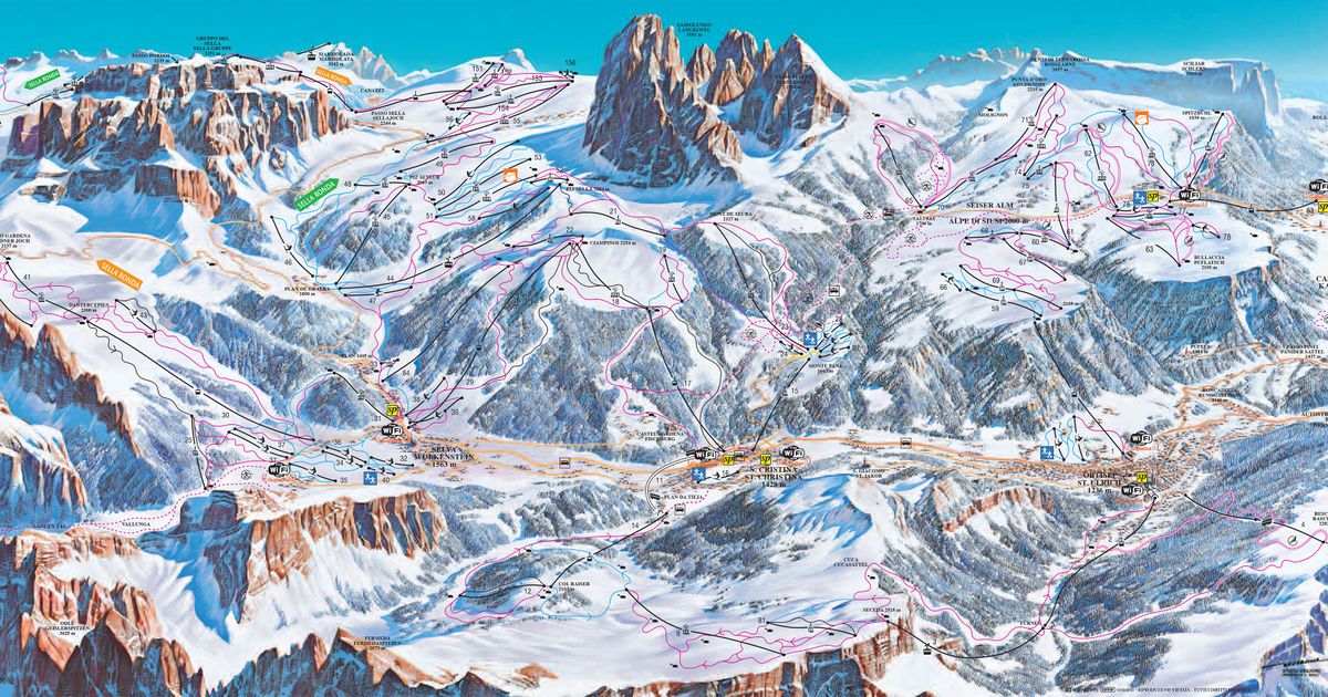 Siusi - Seiser Alm Piste Map | Ski Maps & Resort Info | PistePro