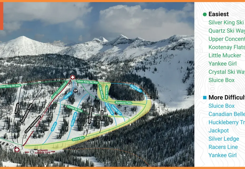 Whitewater Ski  Map - Silver King