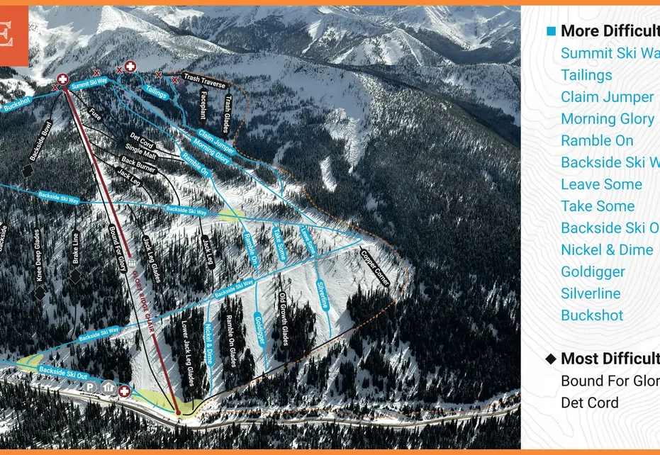 Whitewater Ski  Map - Glory Ridge