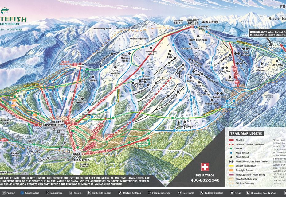 Whitefish Mountain Resort Ski Map | Resort Info & Videos | PistePro