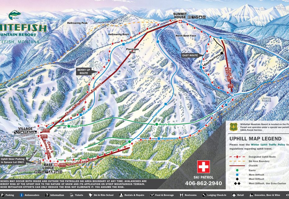 Whitefish Mountain Resort Ski Map  Resort Info & Videos  PistePro