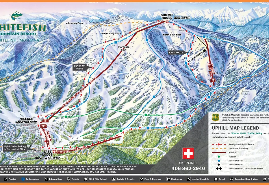 Whitefish Mt Ski Map - Uphill