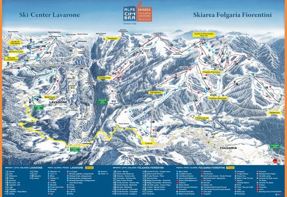Alpe Cimbra Ski Map