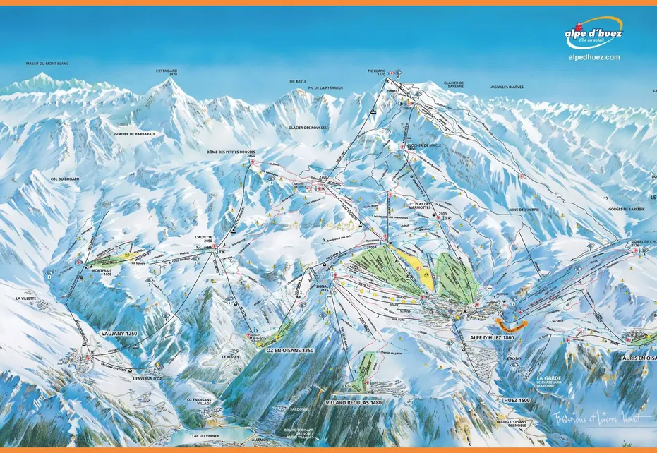 Alpe d'Huez Piste Map, Ski Maps & Resort Info