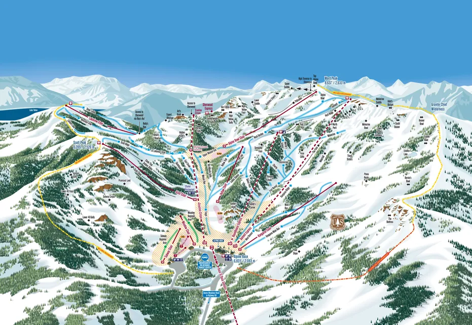 Alpine Meadows Front Ski Map Front Side