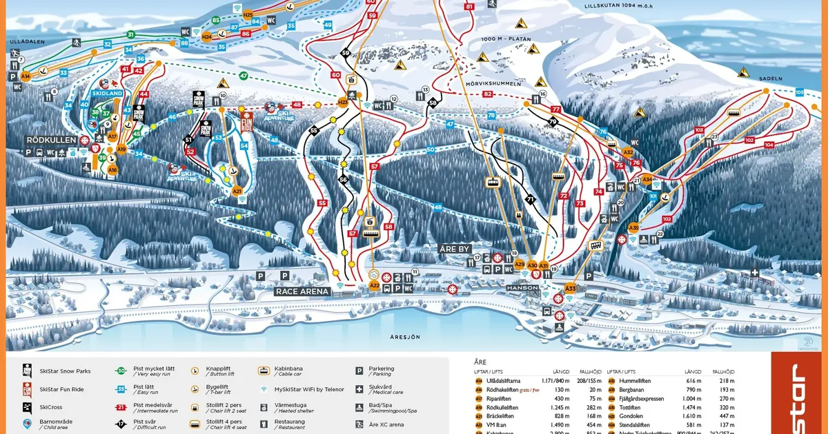 Åre Piste Map Ski Maps Resort Info