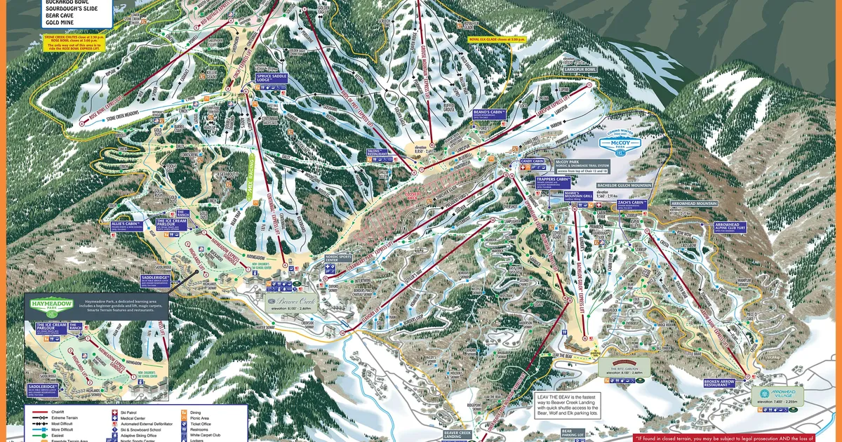 Bachelor Gulch Ski Map Beaver Creek Piste Map | Ski Maps & Resort Info | Pistepro