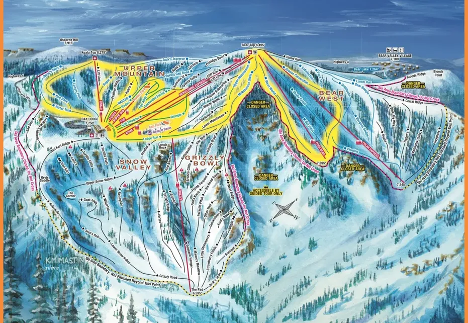 Bear Valley Ski  Map - Upper Mountain
