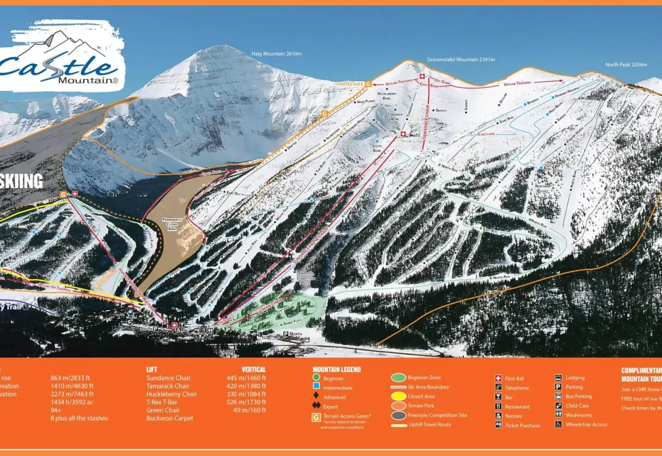 Castle Mountain - Main Mt Ski Map