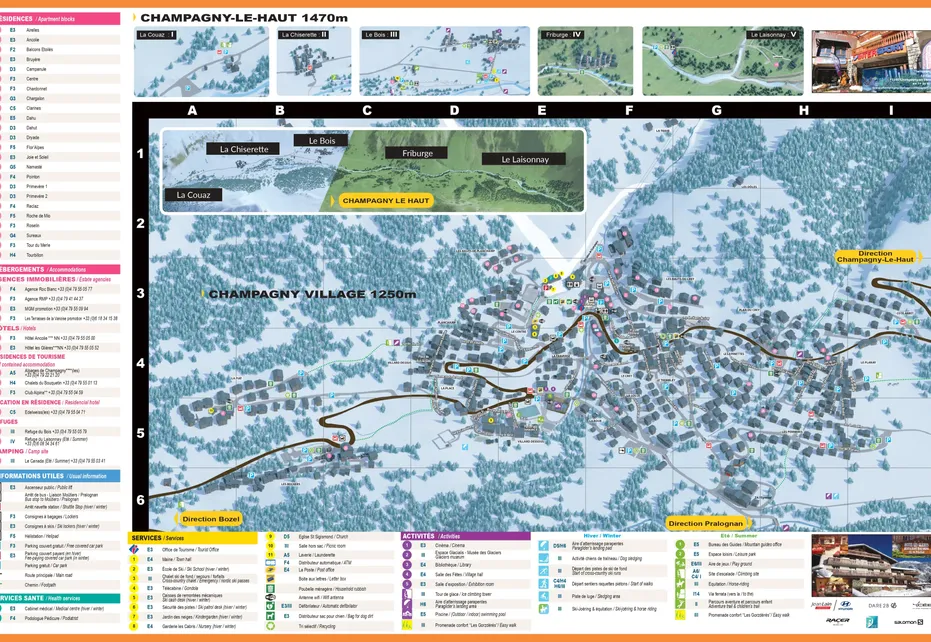 Champagny en Vanoise Ski Resort map