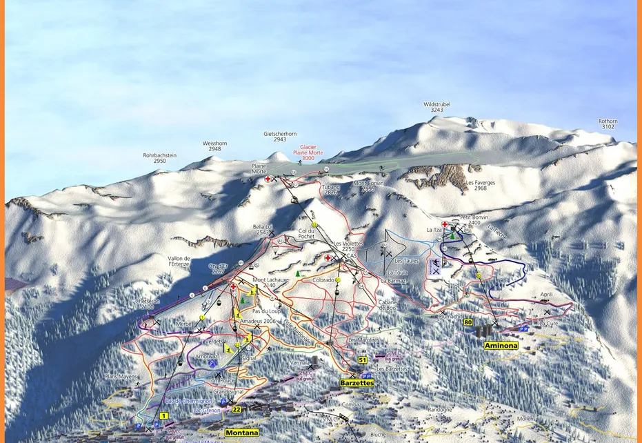 Barzettes Ski Map