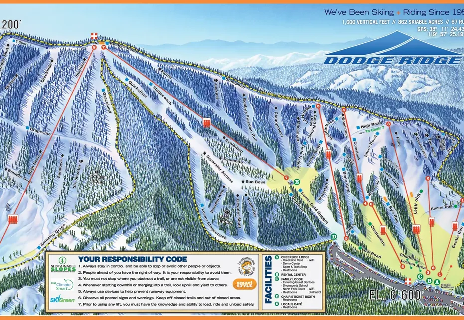 Dodge Ridge Ski  Map