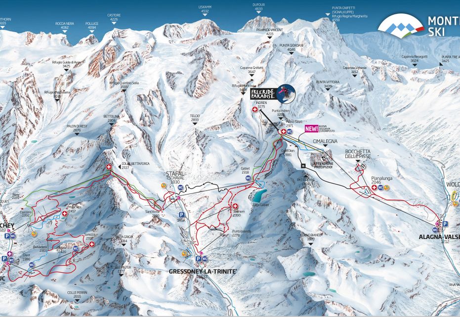 Gressoney La Trinite Ski Map