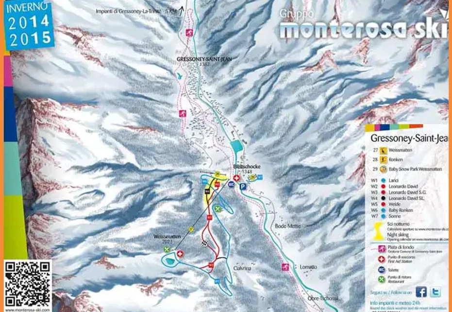 Gressoney St Jean Ski Map