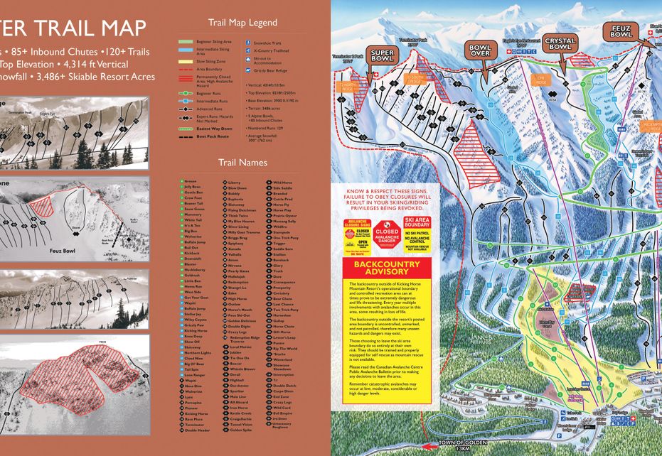 Kicking Horse Ski Map | Resort Info &amp; Videos | PistePro