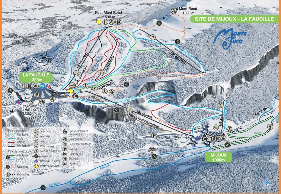 Mijoux and La Faucille Ski Map