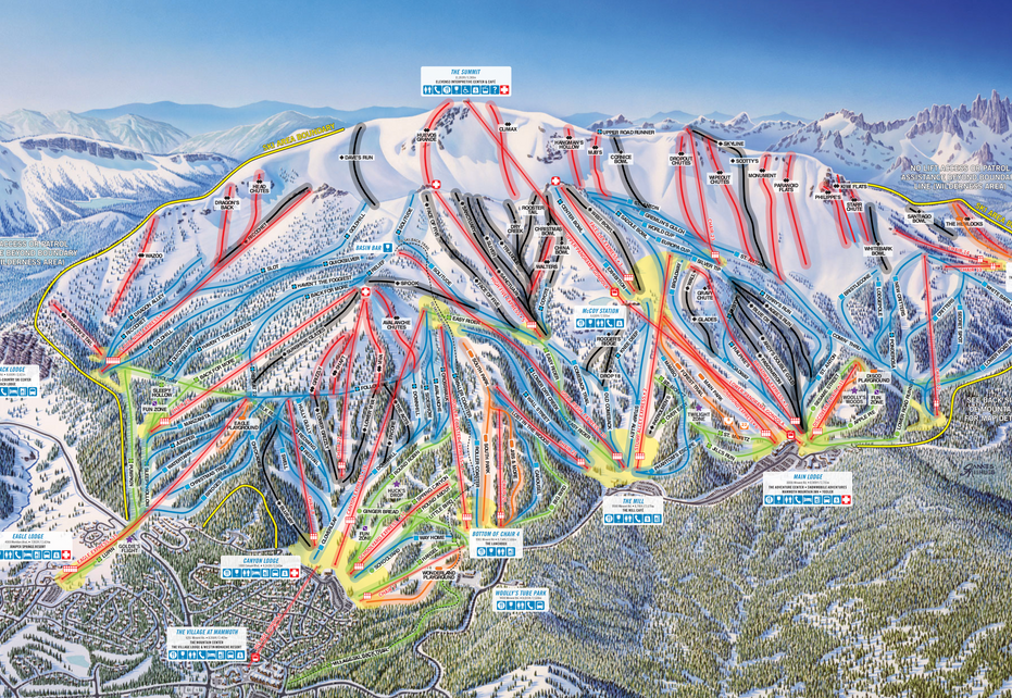 Mammoth Mountain Ski  Map - Frontside