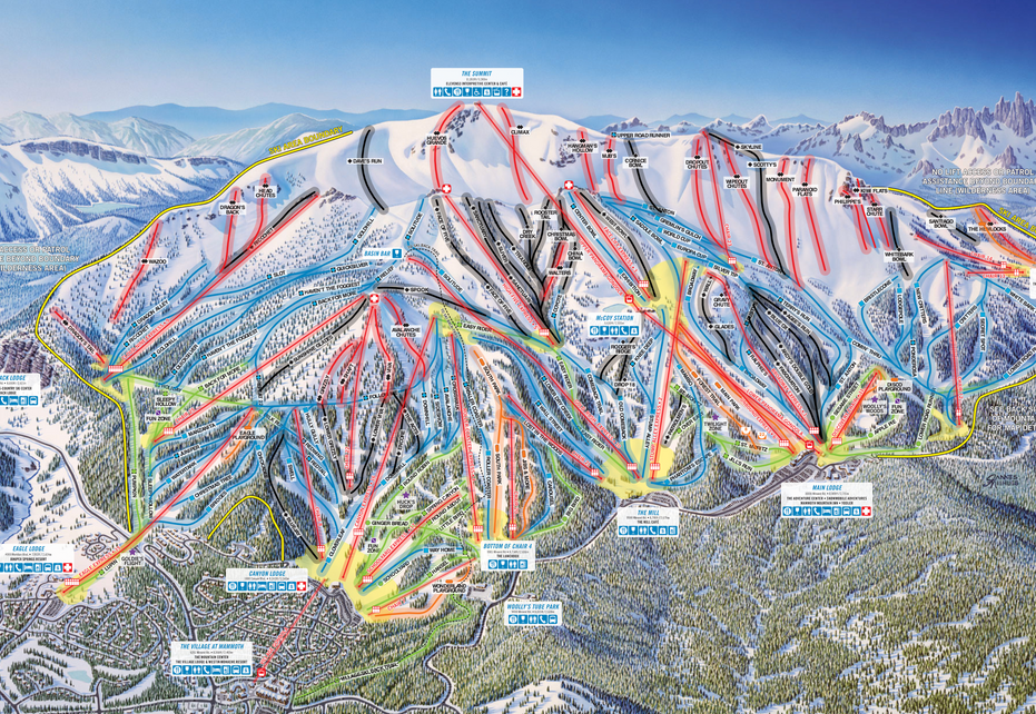 Mammoth Mountain Ski Map California southern Map