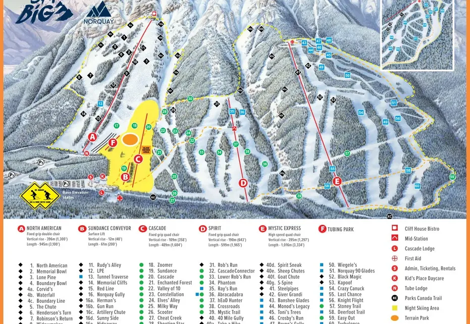 Banff Mount Norquay Ski  Map 