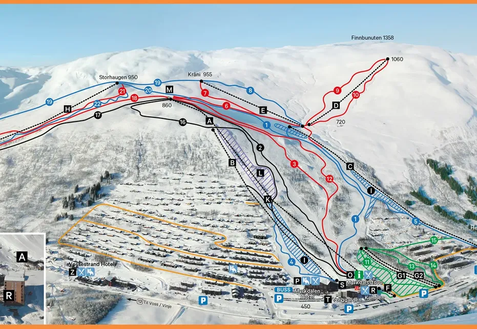 Myrkdalen Ski Map