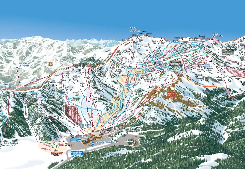 Palisades Tahoe Ski Map, Resort Info & Videos