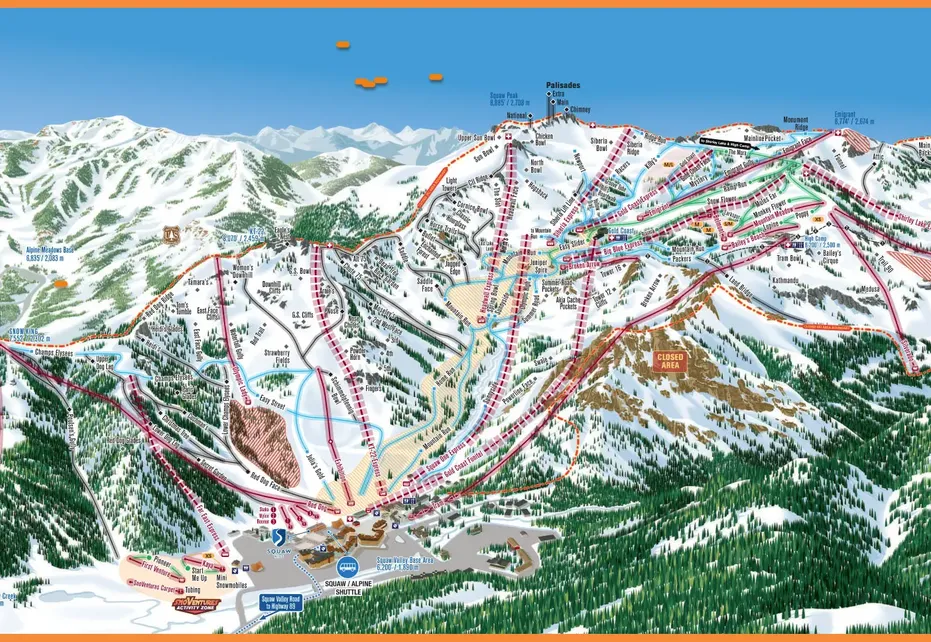 Palisades Tahoe Ski Map Resort Info & Videos PistePro