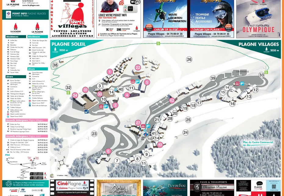 Plagne Soleil Ski Resort map