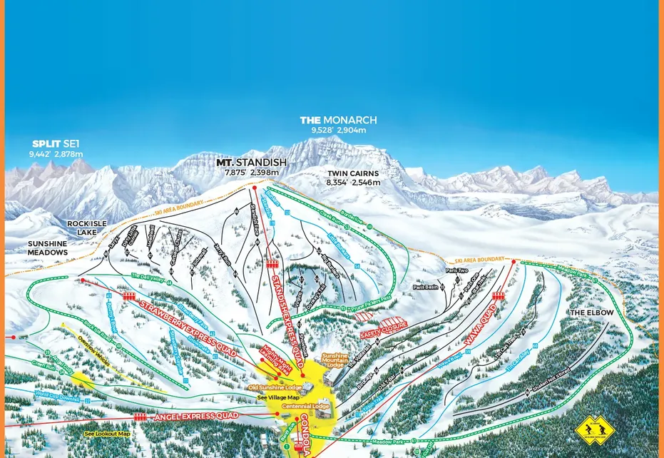 Banff Sunshine Mount Standish Ski  Map