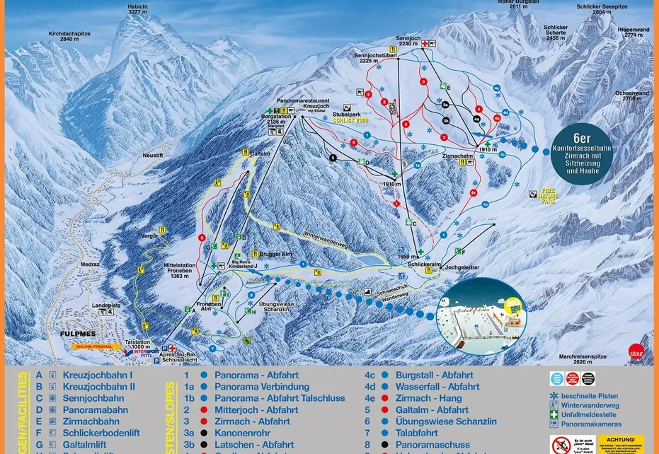 Fulpmes Sclick 2000 Ski Map