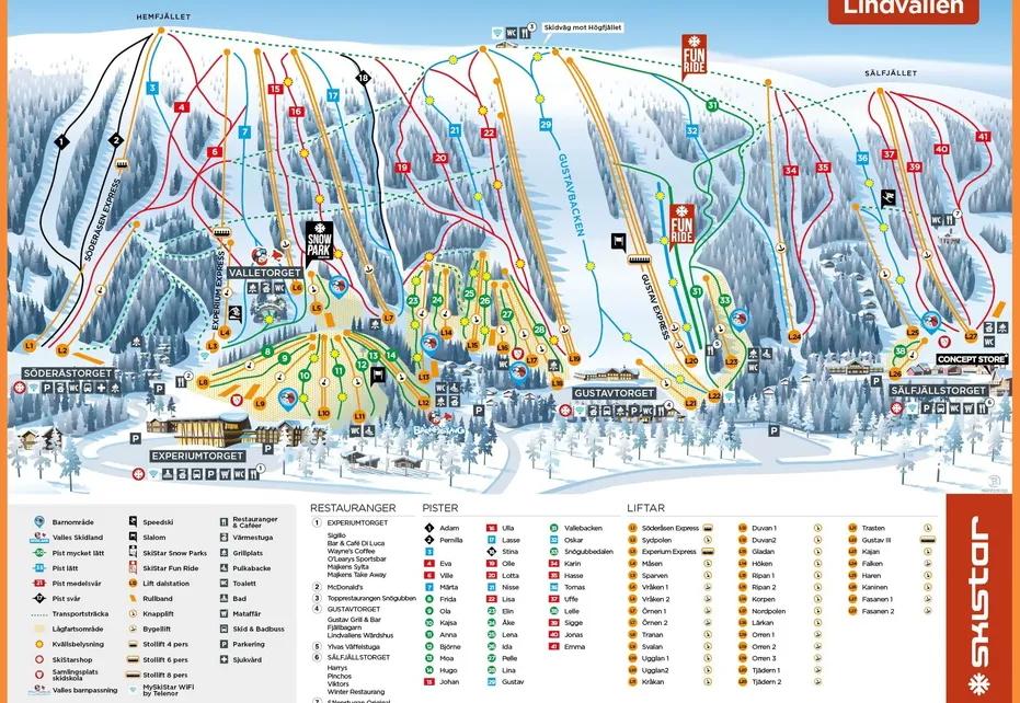 Sälen Lindvallen Ski Map