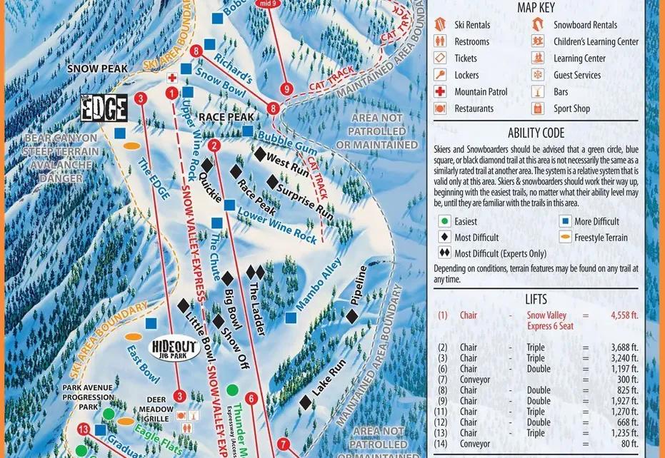 Snow Valley Ski Map | Resort Info & Videos | PistePro