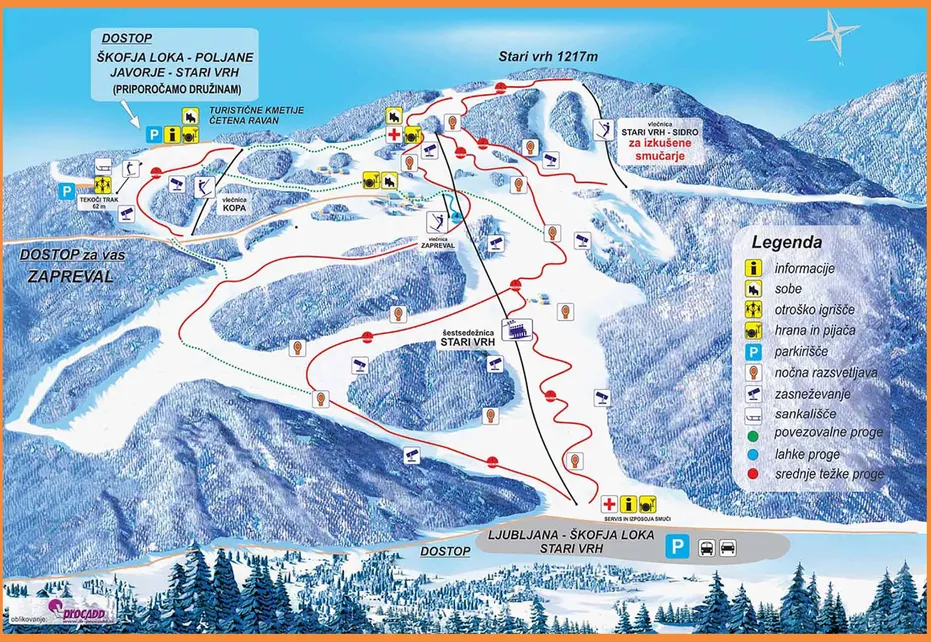 Stari VRH Ski Map