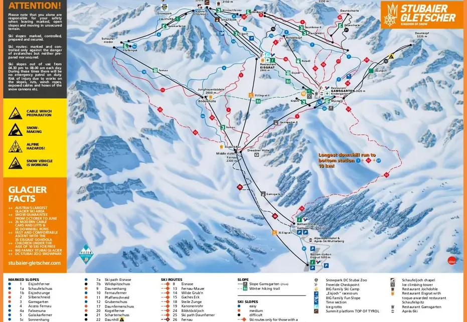 Stubaier Glacier Ski Map