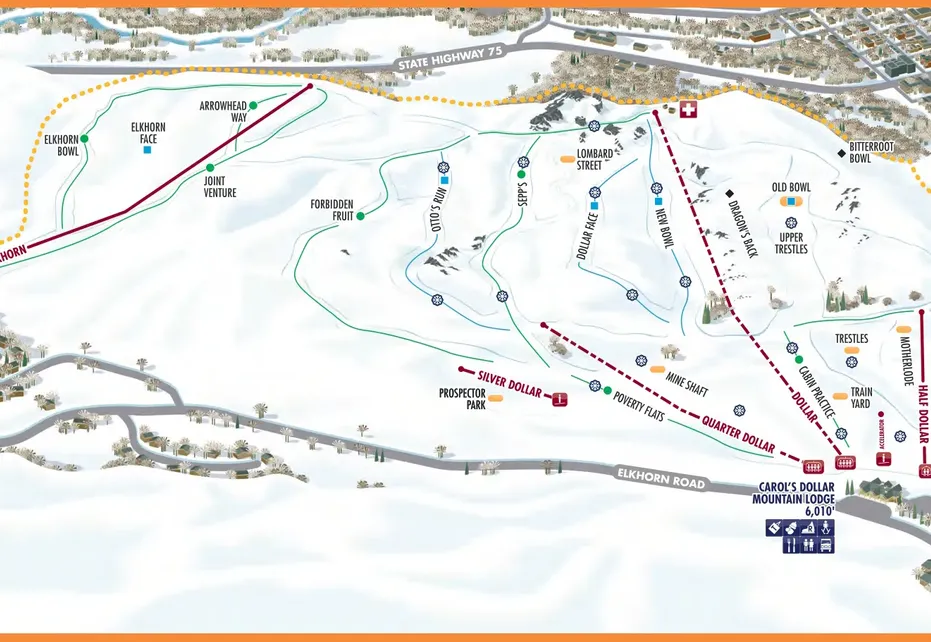 Sun Valley Ski  Map - Dollar Mountain