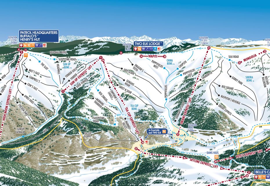 Vail Back Bowls Ski Map