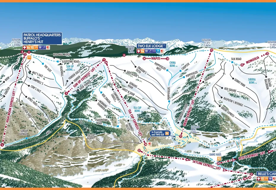 Vail Back Bowls Ski Map