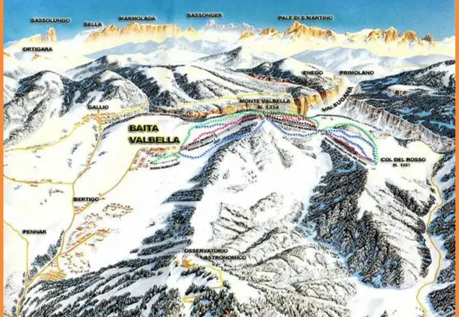 Asiago - Baita Valbella Ski Map
