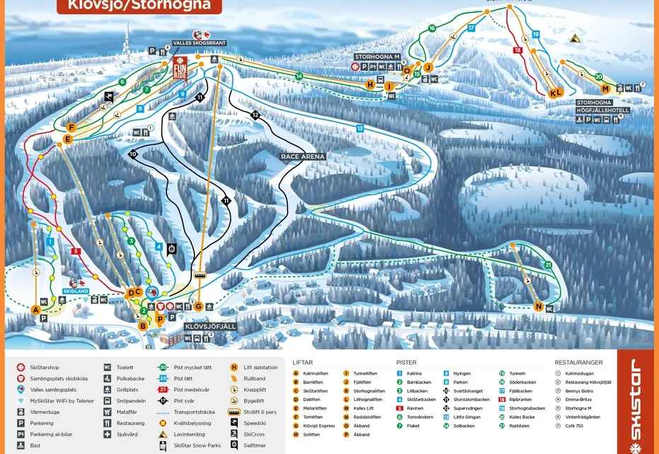 Klovsjo Storhogna Ski Map