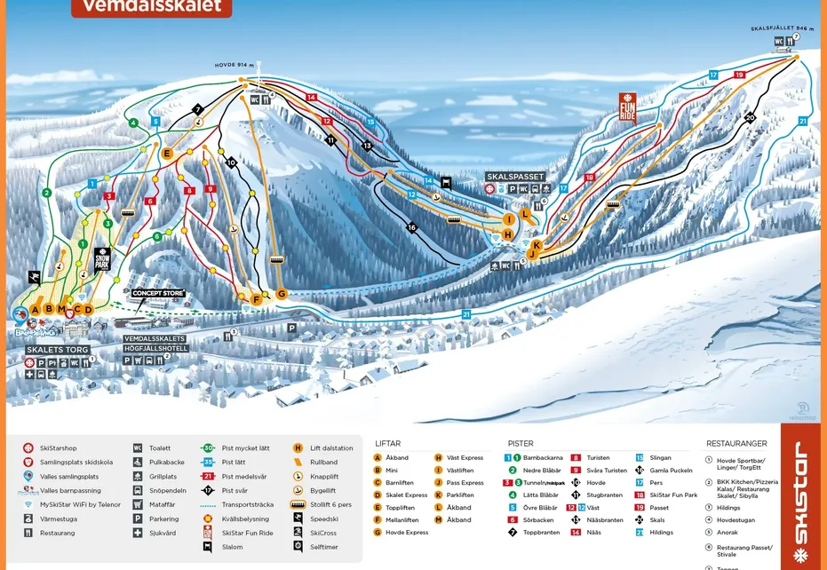 Vemdalsskalet Ski Map