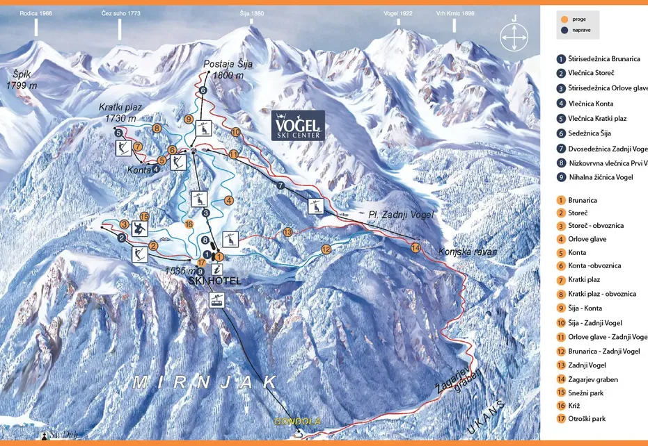 Bohinj - Vogel Ski Map