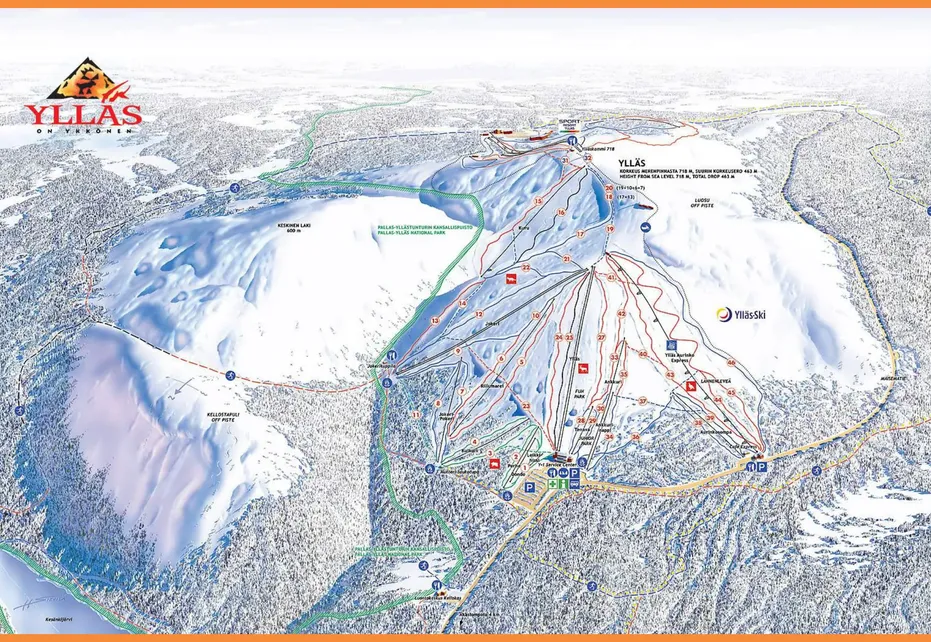 Yllas Aekaeslompolo Ski Map