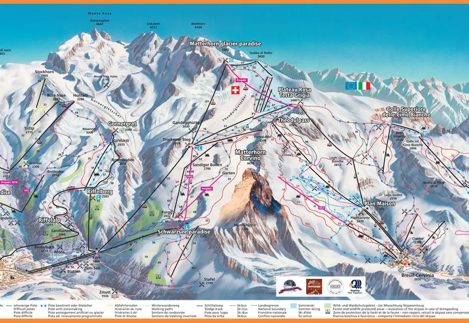 Cervinia - Breuil Ski Map