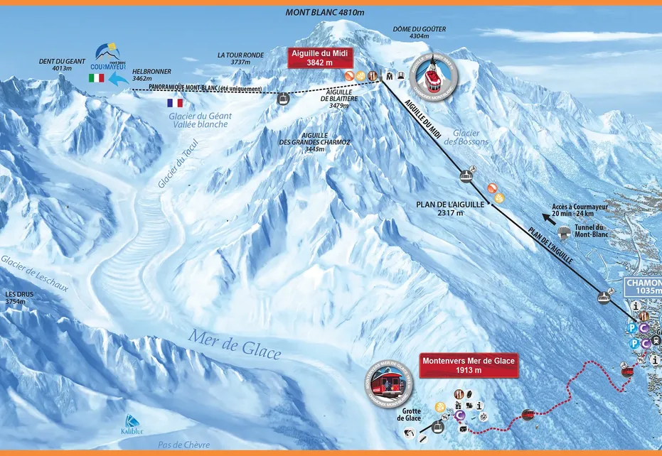 Chamonix - Aiguille du Midi Ski Map