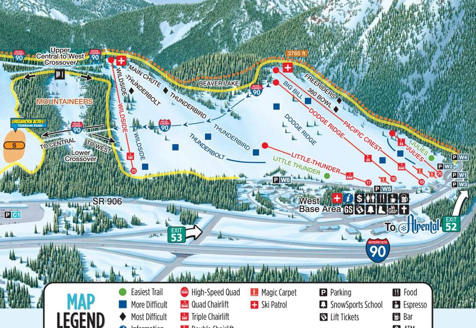 Alpental Ski Map - Summit West